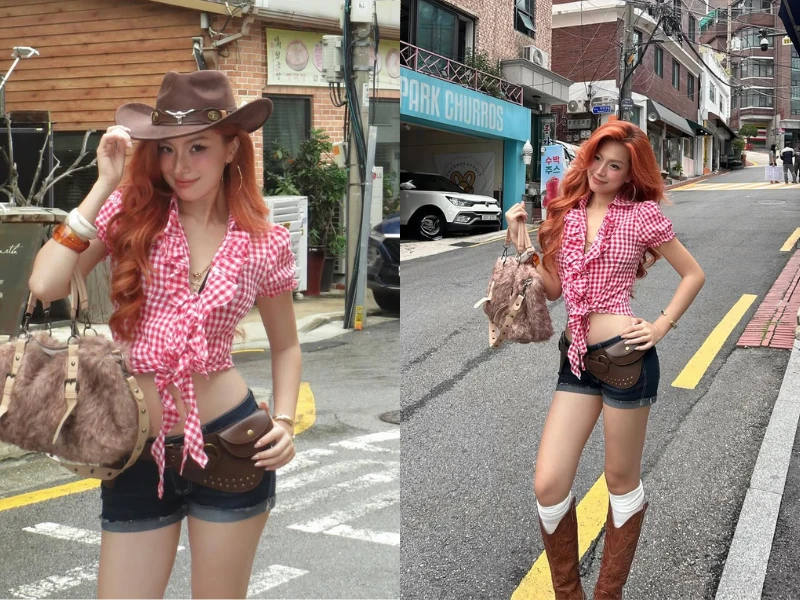 Thụy Hân 'đốt cháy' đường phố với phong cách cao bồi cực chất