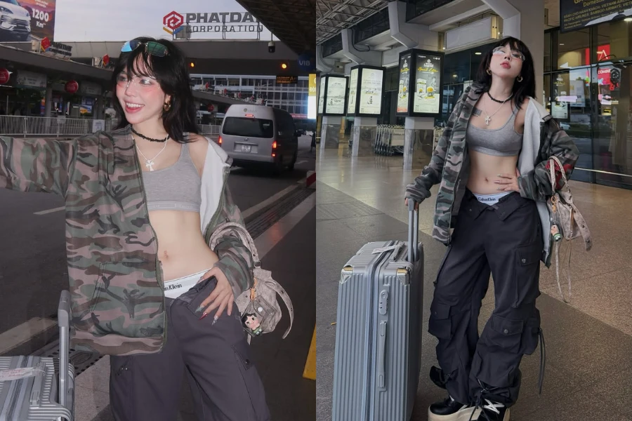 Hot girl Bảo Khuyên Susan khoe thời trang sân bay cực đỉnh