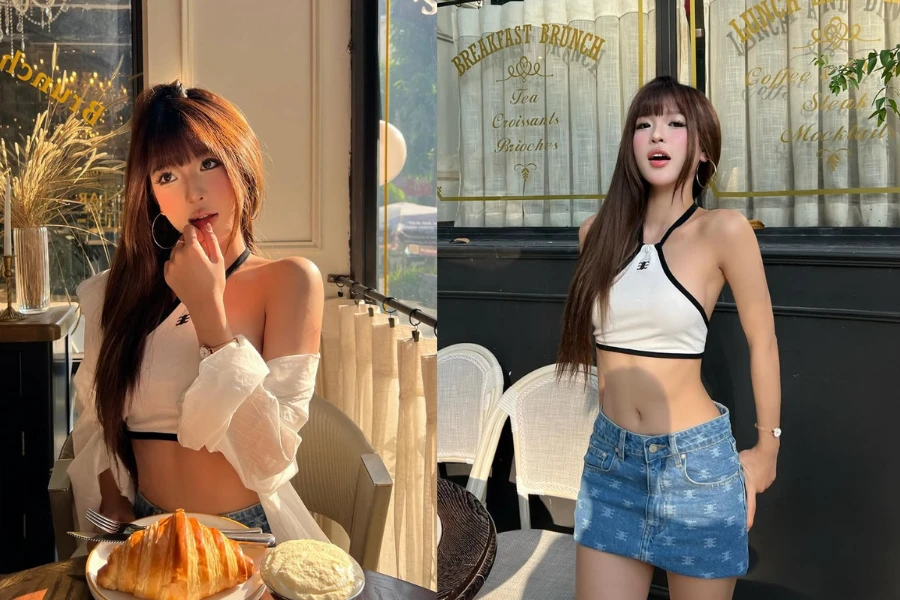 Tiktoker Wyn Anh khoe eo thon dáng chuẩn với áo yếm hút trọn ánh nhìn