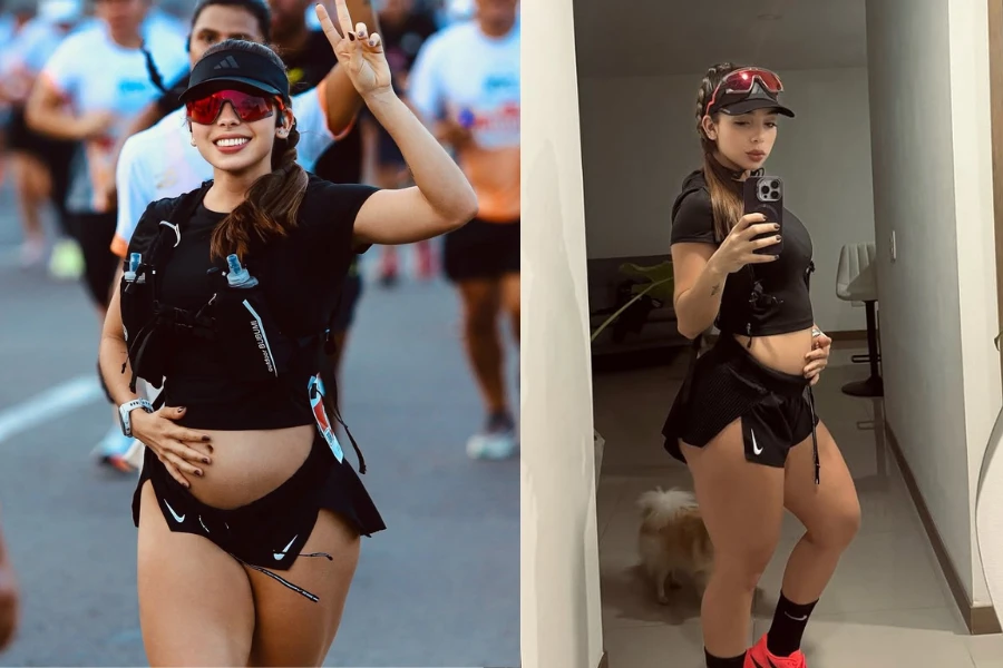 Cô gái mang bụng bầu tham gia giải chạy viral mạng xã hội