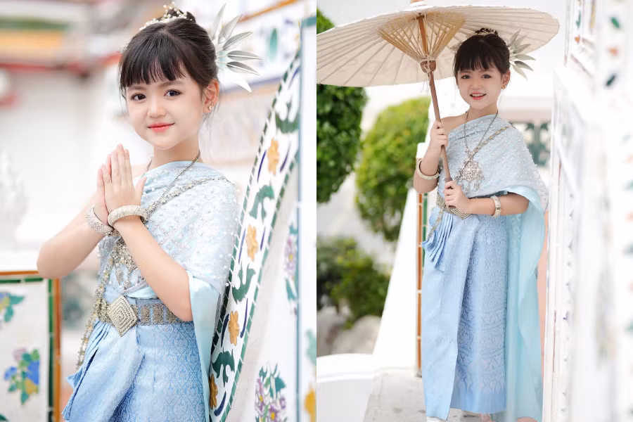'Thiên thần nhí' Cherry An Nhiên trong trang phục truyền thống Thái Lan