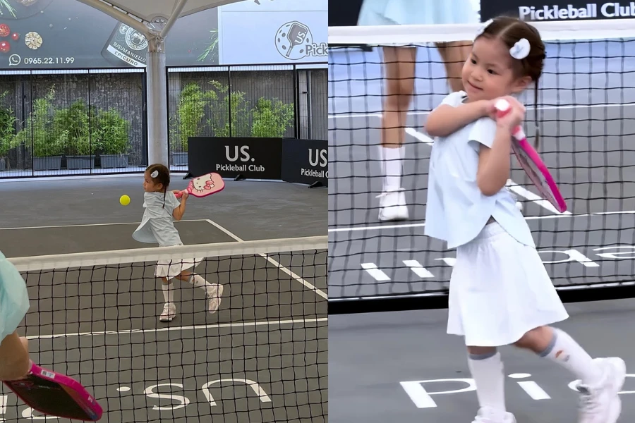 'Idol giới trẻ' Pam yêu ơi theo chân mẹ đổ bộ sân pickleball