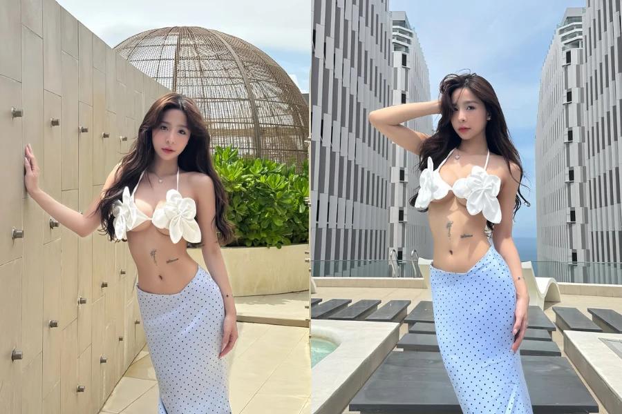 Tammy Phạm "đốt cháy" mạng xã hội với thời trang đi biển khoe vòng 1 khủng