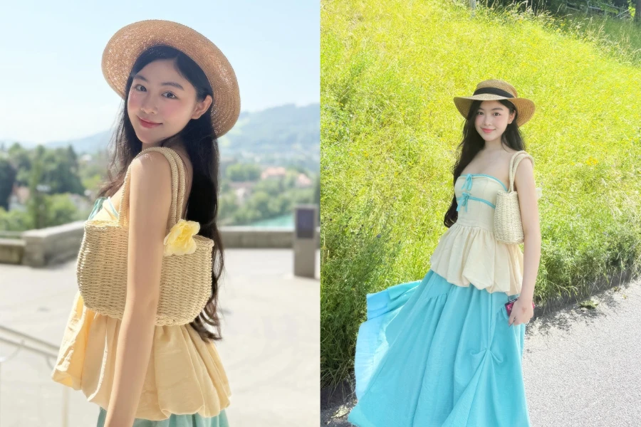 Con gái Quyền Linh hóa “nàng thơ mùa hè” ngọt ngào ở Thụy Sĩ