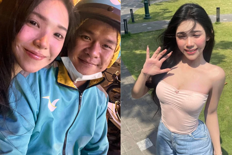 Nữ sinh má lúm viral với tấm ảnh chụp cùng tài xế công nghệ