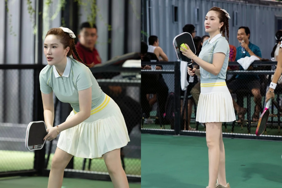 "Công chúa bong bóng" Bảo Thy khoe dáng trên sân pickleball