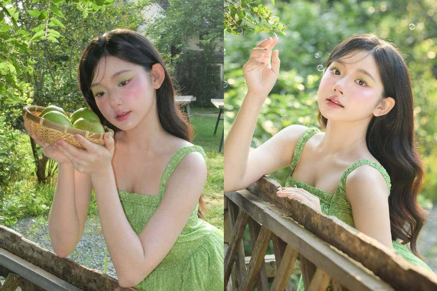 "Hot girl mukbang" hóa thân nàng tiên xanh trong loạt ảnh hè
