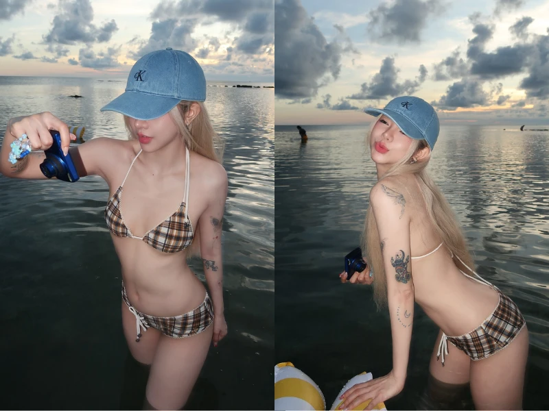  Tiktoker Ciin khoe đường cong hút hồn dưới ánh hoàng hôn