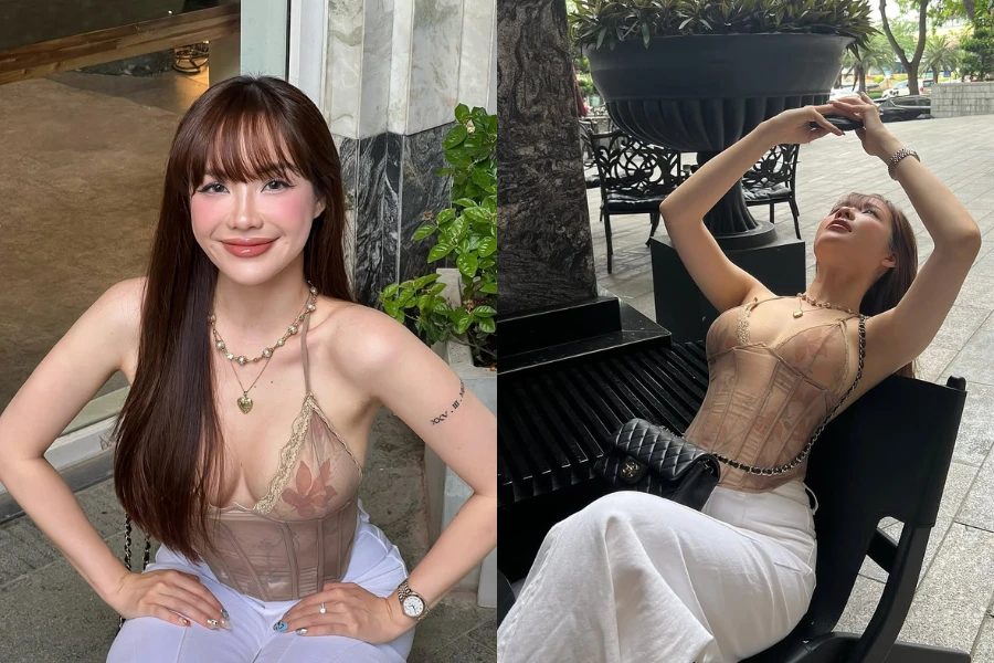 Hot girl xứ Nghệ diện corset hoa mỏng manh hút mọi ánh nhìn