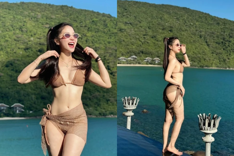 Tiktoker Vân Chòe đốt mắt với bikini lưới đánh cá