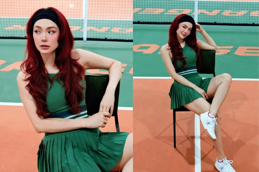 Minh Hằng siêu hút với visual "trắng phát sáng" trên sân pickleball