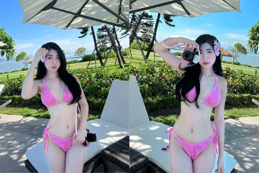 Em gái Văn Toàn diện bikini khoe làn da trắng như bông bưởi