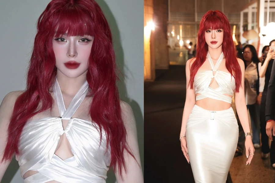 Diệp Lâm Anh “oanh tạc” thảm đỏ với mái tóc đỏ rực lửa