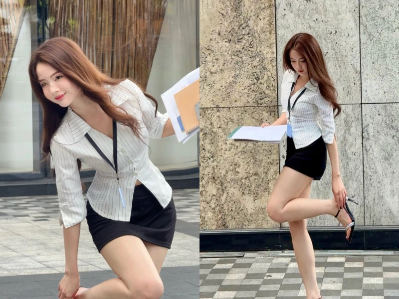 'Hot girl ảnh thẻ' hóa thân cô thư ký nhỏ quyến rũ