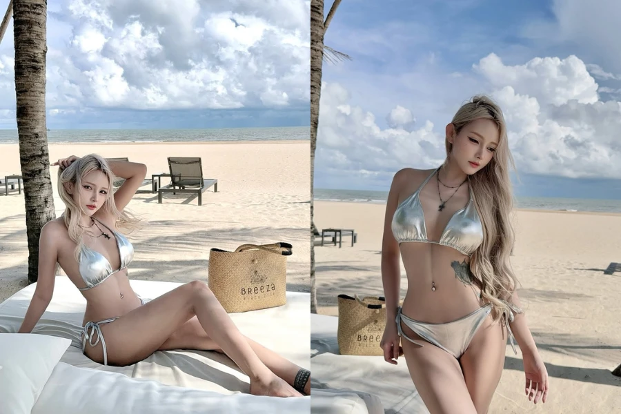 'Nữ thần DJ' Việt khoe làn da trắng phát sáng khi diện bikini trên biển
