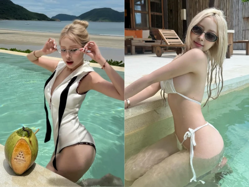 'Rosé bản Việt' mời fan ăn sáng bằng bộ ảnh nóng bỏng bên hồ bơi