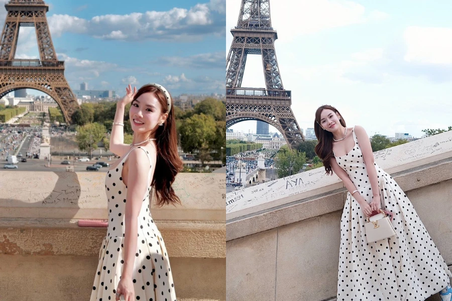 Hot girl là tiếp viên hàng không thả dáng như công chúa giữa Paris hoa lệ