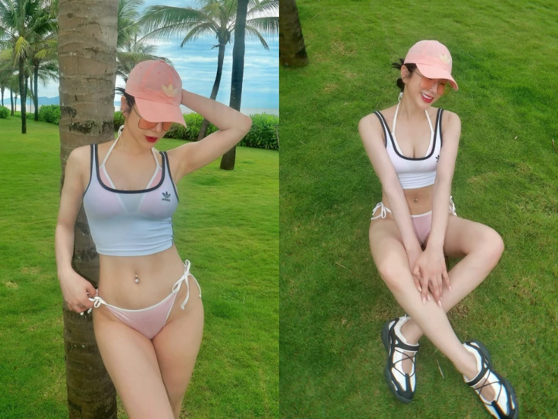 Diệp Lâm Anh khoe dáng "đồng hồ cát" nóng bỏng đón hè