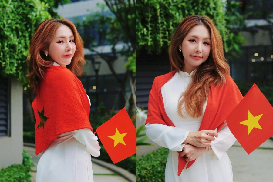 Du Uyên hóa nàng thơ, diện áo dài trắng tinh khôi mừng Quốc khánh