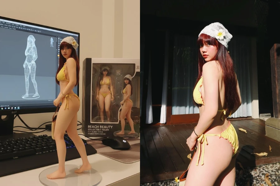 Đu trend biến ảnh thành mô hình 3D, Bảo Hân Helia khoe body ‘vạn người mê’