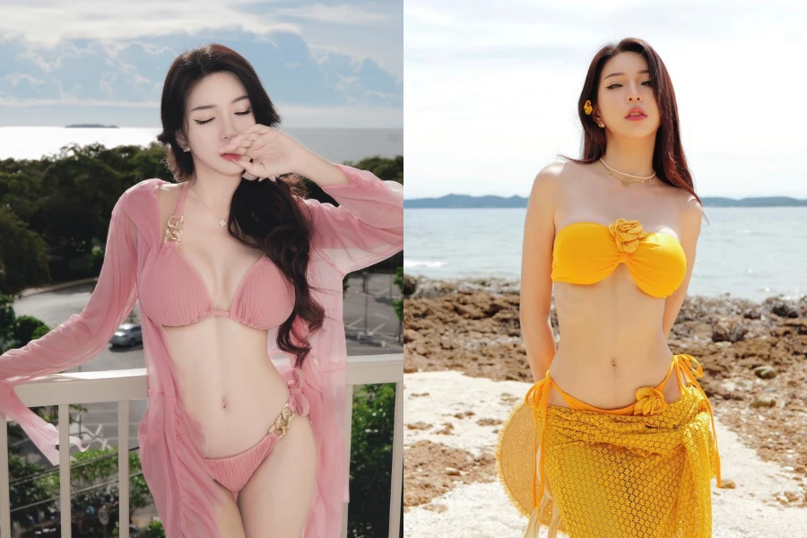 Thời trang đi biển nóng bỏng của người mẫu xe hơi Thái Lan
