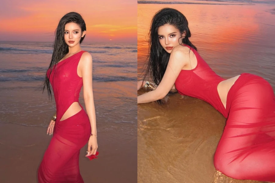 Hot girl Sài thành hớp hồn fan với vẻ đẹp ma mị bên bờ biển