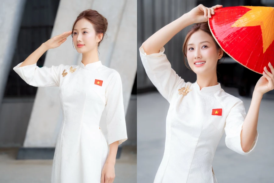 "Hot girl ở trọ" đốn tim fan với vẻ đẹp thuần Việt, rạng rỡ chào mừng 2/9