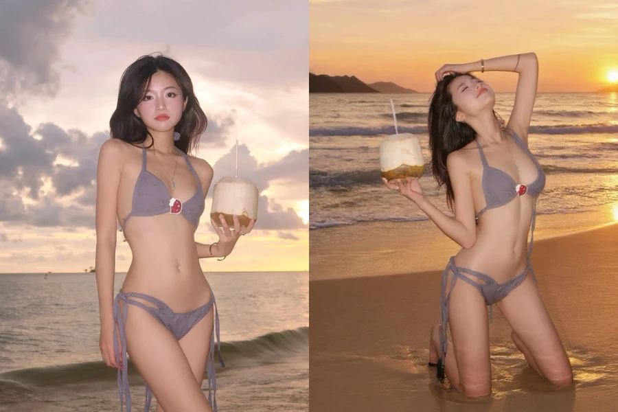 "Hot girl trường chuyên" diện bikini khoe vòng eo cực phẩm