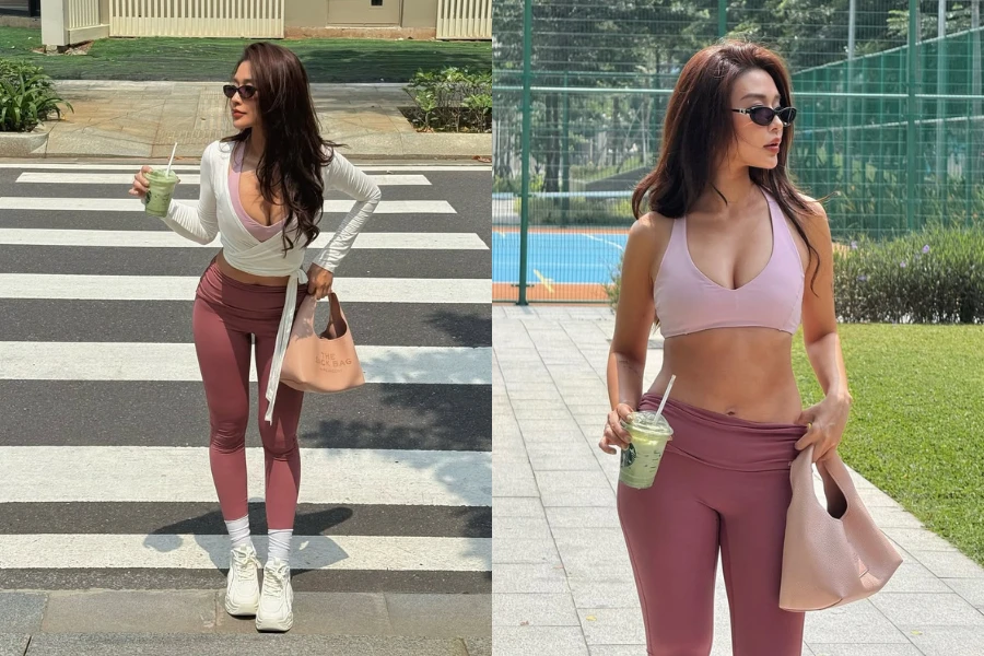 Vợ hot girl của Rhymastic khoe body 'cực nét' với đồ tập ôm sát