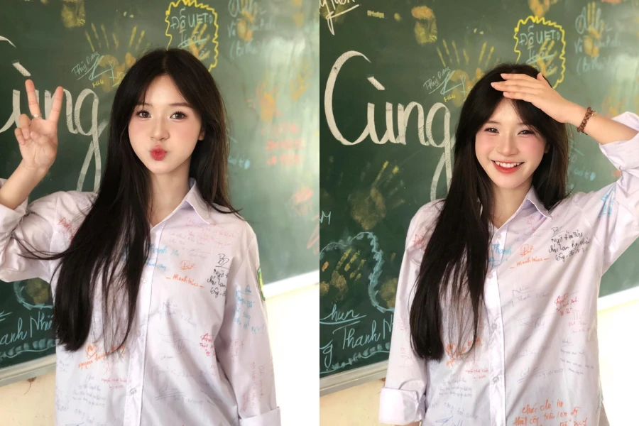 Nữ sinh viral với loạt ảnh tổng kết năm học "đốn tim"