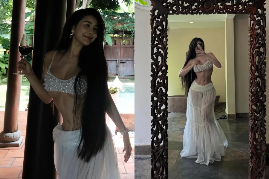 'Đệ nhất hot girl Sài thành' diện mốt lộ chân ngực, khoe vóc dáng siêu thực