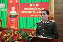 Thượng tướng Lê Quốc Hùng, Thứ trưởng Bộ Công an phát biểu chỉ đạo tại Hội nghị.