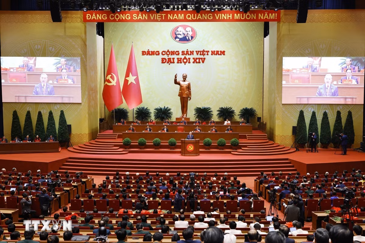 Phiên bế mạc Đại hội XIV của Đảng. (Ảnh: TTXVN)