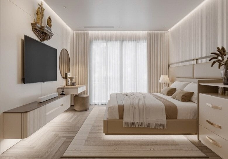 - Không đặt giường sát hoặc đối diện cửa sổ lớn