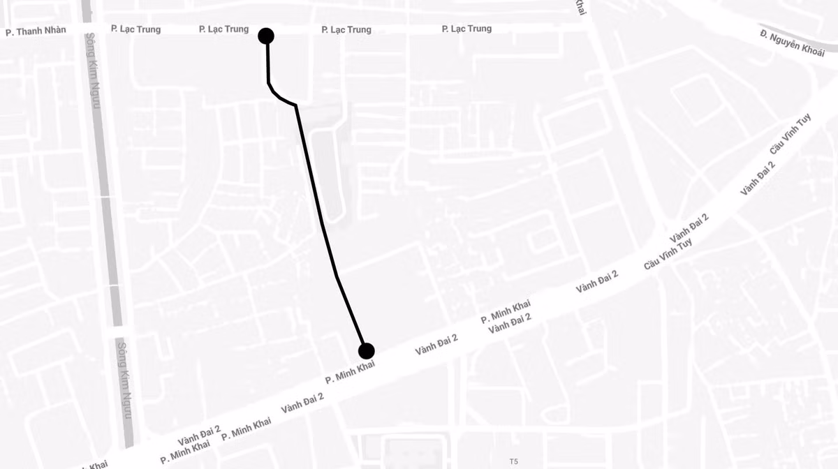 Tuyến đường dài 435 m chạy từ phố Lạc Trung qua chung cư 25 Lạc Trung đến cuối ngõ 559 Kim Ngưu, với mặt cắt ngang 13,5m.