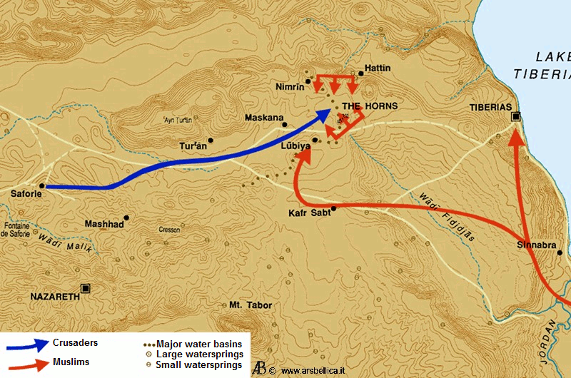  1. Đánh dấu bước ngoặt trong các cuộc Thập tự chinh. Trận Hattin là thất bại lớn của quân Thập tự chinh, mở đường cho Saladin tái chiếm Jerusalem và làm thay đổi cục diện chiến tranh tại Levant. Ảnh: Pinterest.