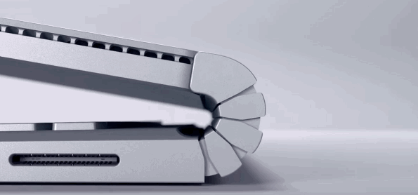 Phần bản lề được Microsoft gọi là "Dynamic fulcrum hinge" (bản lề đòn bẩy động).