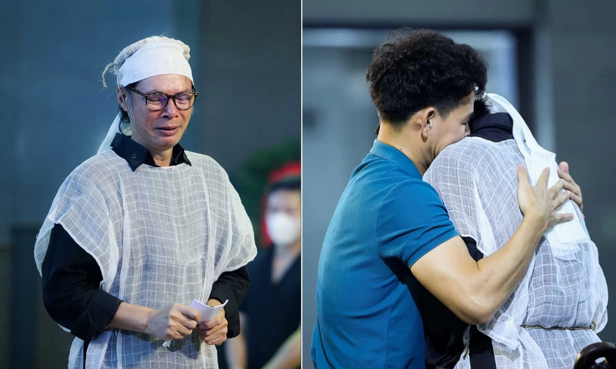 Nghẹn ngào hình ảnh đạo diễn Trần Lực trong tang lễ bố - NSND Trần Bảng