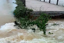 Lũ cuốn trôi 7m đường đê ở TP Huế