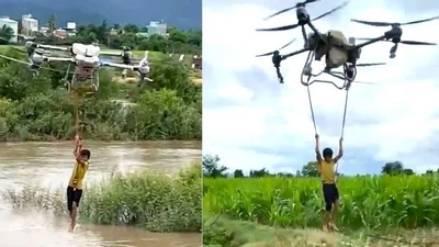Chia sẻ của người dùng drone giải cứu 2 bé kẹt giữa dòng nước xiết