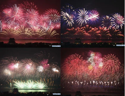 Cận cảnh “bữa tiệc” pháo hoa hoành tráng trên bầu trời TQ