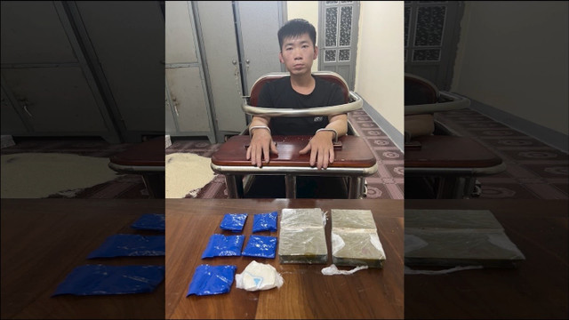 Đối tượng Dương Văn Bằng cùng tang vật thu giữ. image01329.jpg