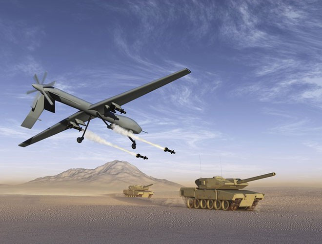Mặc dù bị giới hạn về độ bền, AeroVironment Switchblade có thể lảng vảng trên chiến trường. Trong vai trò này, nó thay thế pháo binh dẫn đường và máy bay không người lái truyền thống.