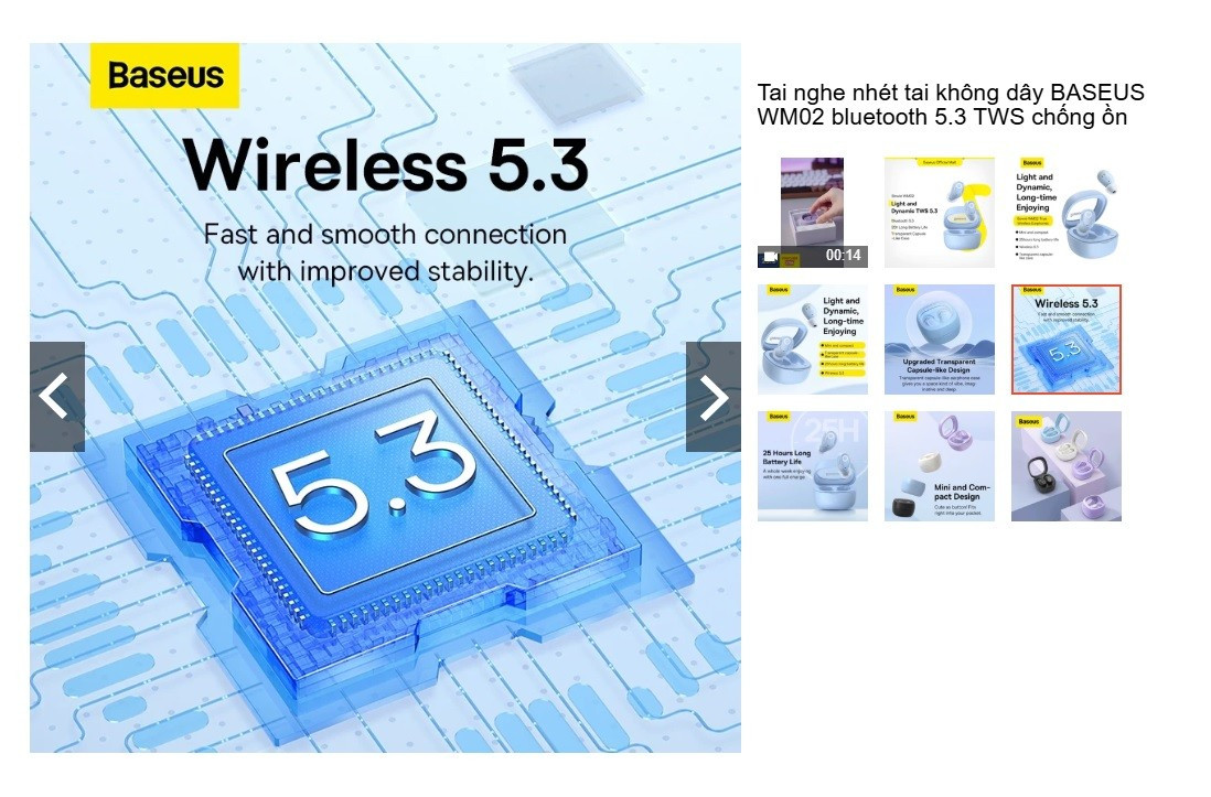 Baseus Bowie WM02 có driver 13mm, mạnh về bass, phù hợp với các thể loại EDM, hip-hop. Tuy nhiên, âm trường hẹp, treble thiếu chi tiết, dễ gây cảm giác "ù" khi mở lớn.