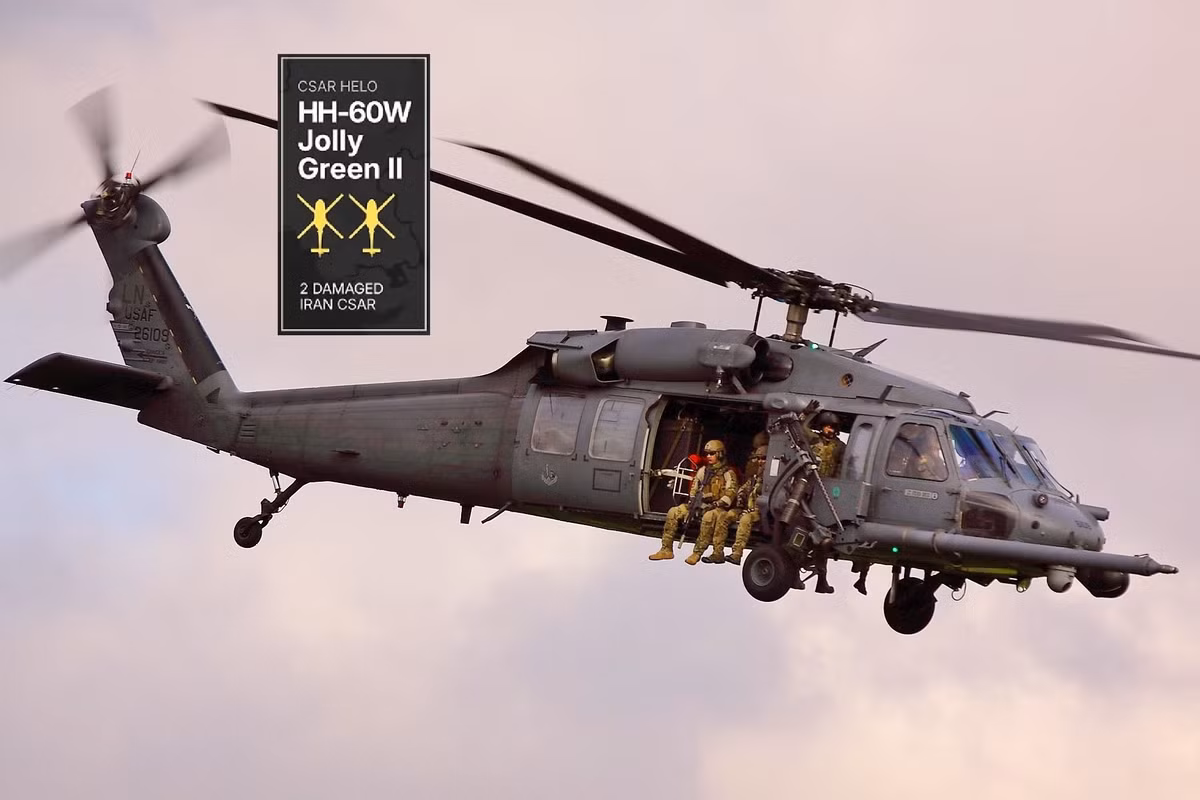 HH-60W Jolly Green II: 2 chiếc bị hư hại trong các nhiệm vụ cứu hộ phi công tại Iran. Các nguồn quốc tế, một chiếc đã bị trúng hỏa lực phòng không khi đang cố gắng giải cứu phi công bị bắn rơi. Nhiều nguồn tin từ Iran cho biết chúng bị hư hại nặng là do khi bay thấp và bị tấn công bởi súng trường.