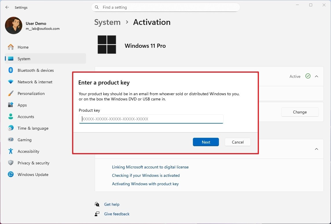 Cập nhật hộp thoại Trong Cài đặt &gt; Hệ thống &gt; Kích hoạt , bản cập nhật này giới thiệu giao diện mới cho hộp thoại kích hoạt và hết hạn để phù hợp với thiết kế của Windows 11. Ngoài ra, Microsoft đang cập nhật hộp thoại cho các yêu cầu ứng dụng truy cập vị trí, camera, micrô hoặc phần cứng khác. Hơn nữa, để đảm bảo quyền riêng tư được bảo mật tối đa khi truy cập các thành phần này, màn hình sẽ mờ dần khi hộp thoại xuất hiện, tương tự như khi ứng dụng yêu cầu độ cao.