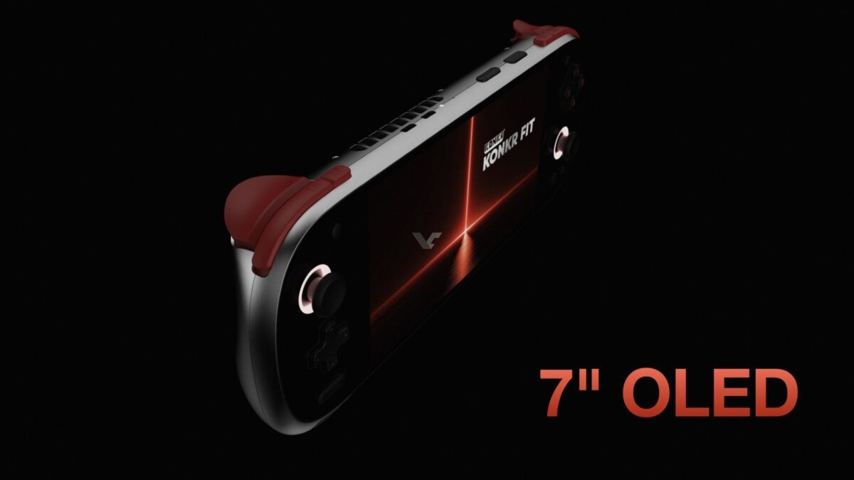 Konkr Fit mới nâng kích thước màn hình từ 6 inch trên Pocket Fit lên màn hình OLED 7 inch, độ phân giải 1080p, tỷ lệ 16:9, và hoàn toàn không sử dụng kiến ​​trúc Arm nữa.