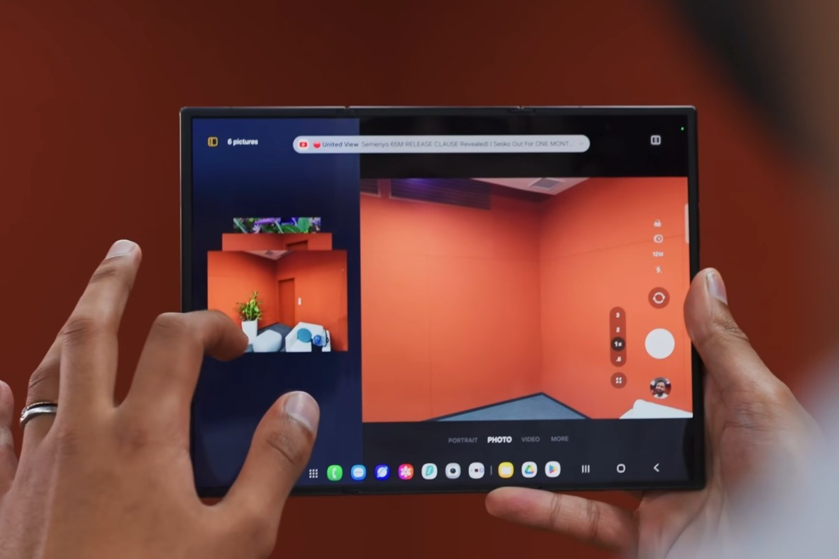 Những cảm nhận ban đầu ở màn hình trong khi cận cảnh Samsung Galaxy Z TriFold cho thấy Samsung đã tối ưu rất tốt cho kích thước này. Cảm giác mà máy mang lại gần như tương đồng với các mẫu Galaxy Tab của Samsung, khiến cho người dùng không phải học hay làm quen lại với thao tác sử dụng. Trải nghiệm sử dụng cụ thể sẽ được mình đề cập ở bên dưới.