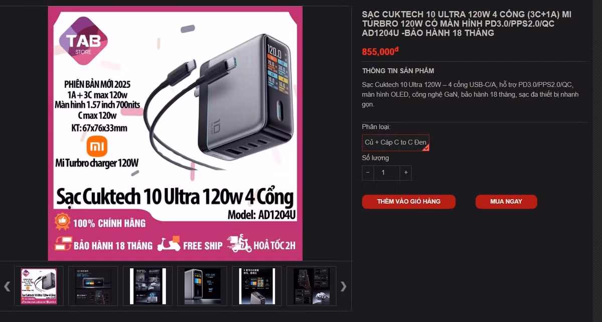 Với mức giá chưa đến 1 triệu đồng, Cuktech 10 Ultra không dành cho người chỉ cần sạc đơn giản. Nó dành cho những ai muốn kiểm soát toàn bộ quá trình sạc, tối ưu từng watt, từng độ nóng, hay đơn giản là thích một củ sạc biết "khoe" công suất theo thời gian thực. Giá sale củ sạc này tham khảo khoảng 800.000 đồng, tuỳ shop và tùy ngày sale.