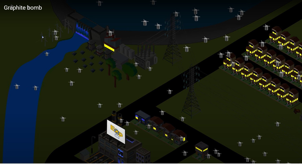 Mỗi quả bom chùm khi tách ra trên không trung sẽ triển khai hàng trăm quả bom chì mang theo rất nhiều sợi nhỏ chỉ 0.025mm bao phủ như mạng nhện lên toàn bộ hệ thống điện lưới vốn chỉ là các dây trần không có lớp vỏ cách điện.